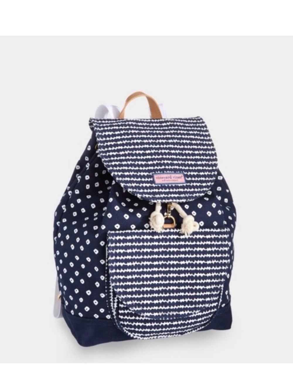 Vineyard Vines Navy & White Patterned Flap Backpack